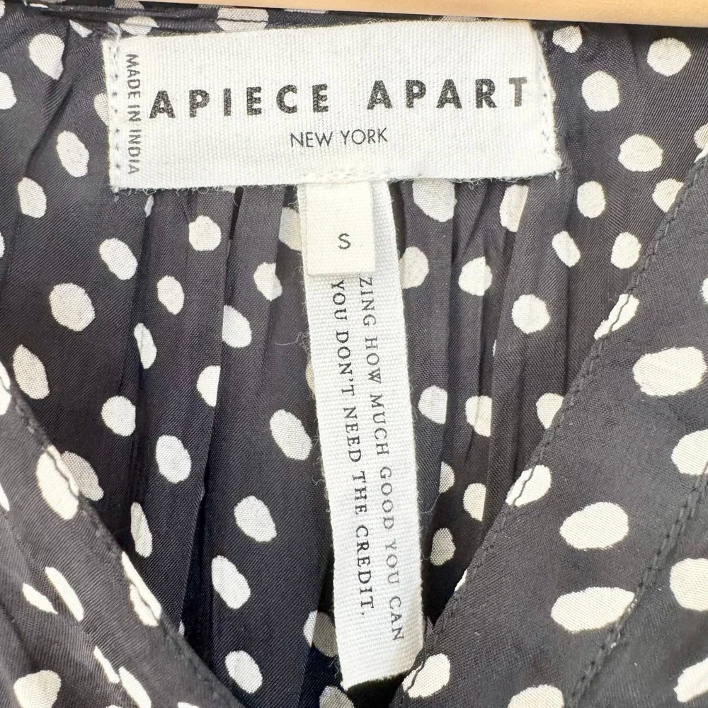 Apiece Apart Ela Maxi‎ Dress French Girl Black White Polka Dot Viscose Small